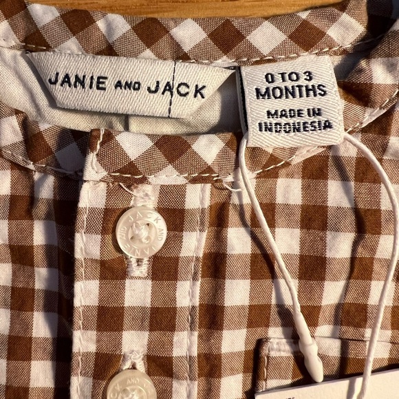 Janie and Jack bubble onesie NWT brown and white size 0-3 months - Picture 6 of 7